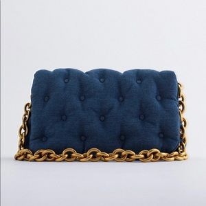 ZARA Quilted Denim Shoulder Bag